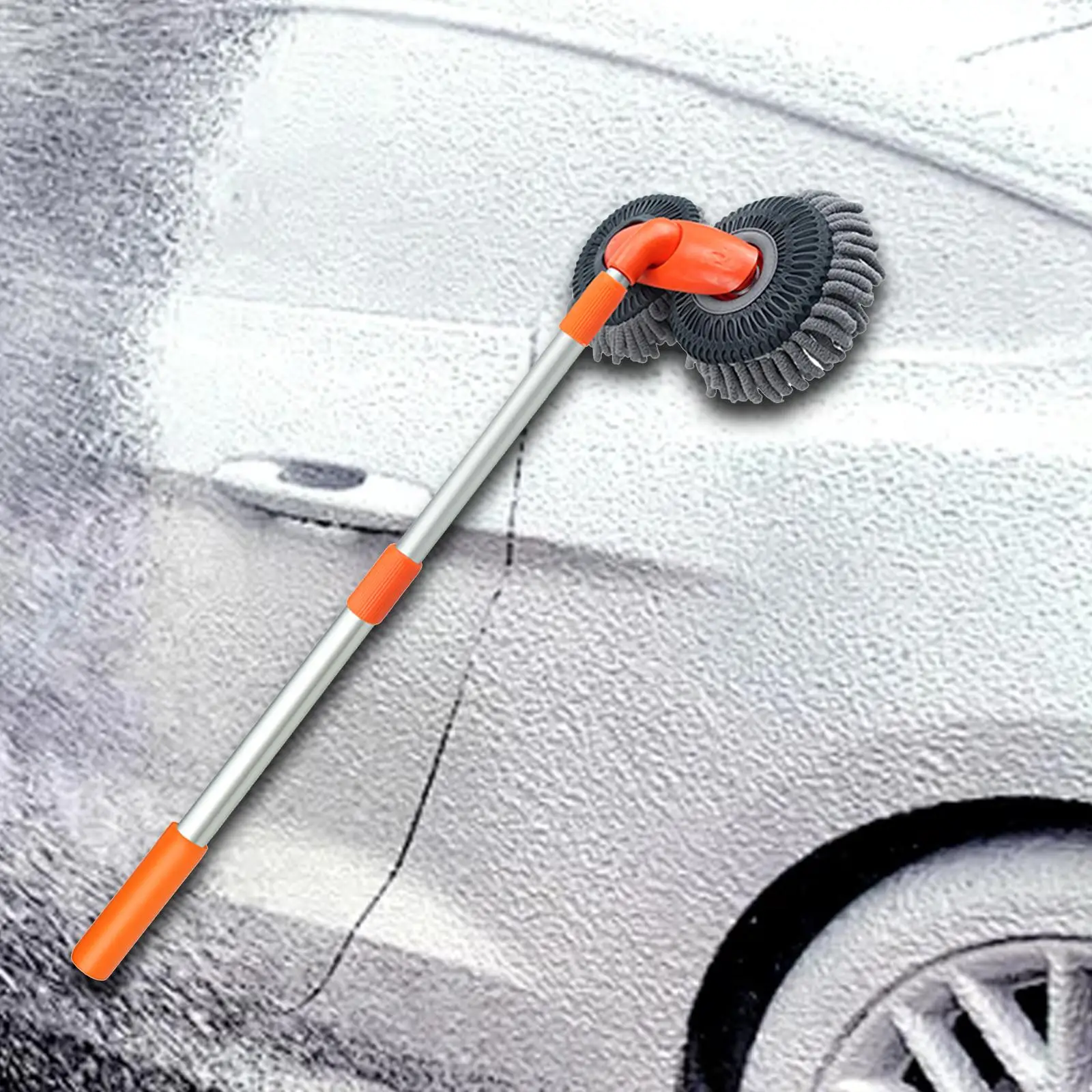 Car Wash Mop Double Head Brush with Adjustable Pole for Washing Cars Truck 58cm to 85cm to 115cm Absorbent Microfiber Versatile