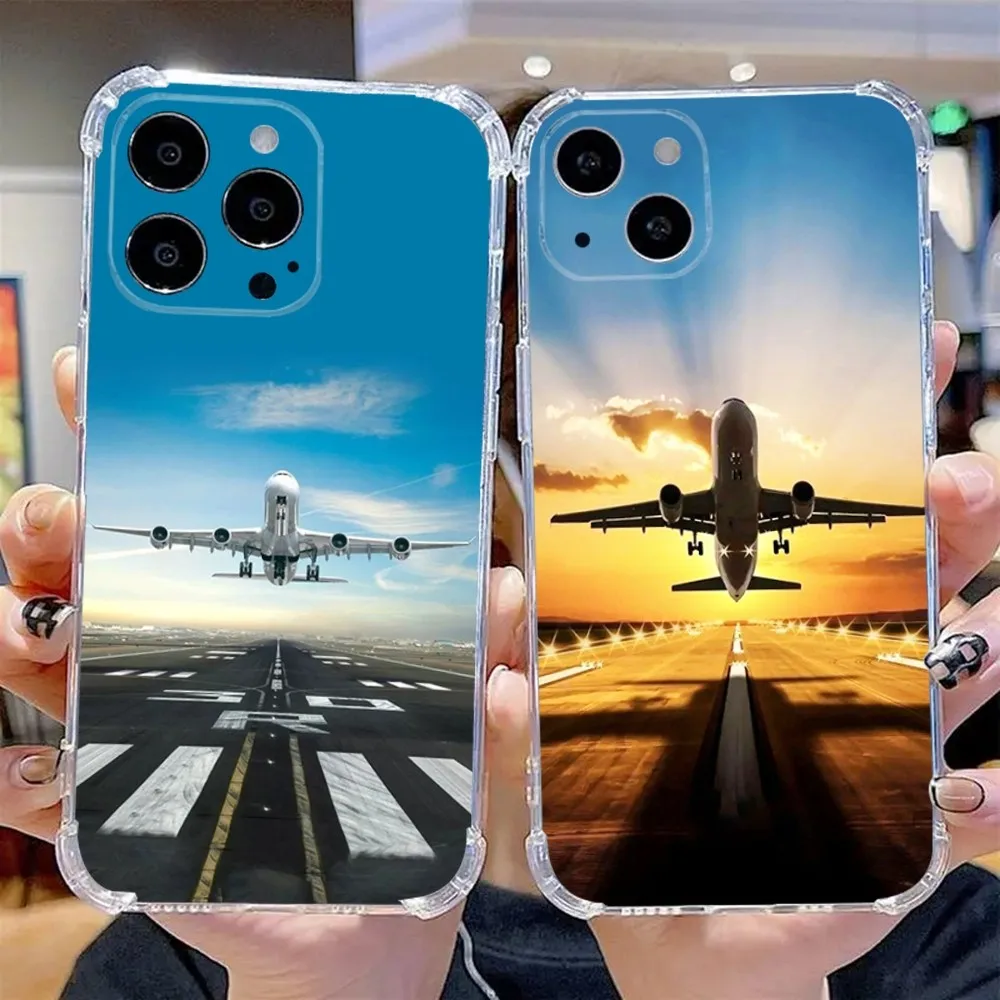 Airplane Aircraft Plane Phone Case For iPhone 15,14,13,12,11 Plus,Pro,Max,XR,XS,X,7,8 Plus,SE,Mini Transparent Silicone Soft