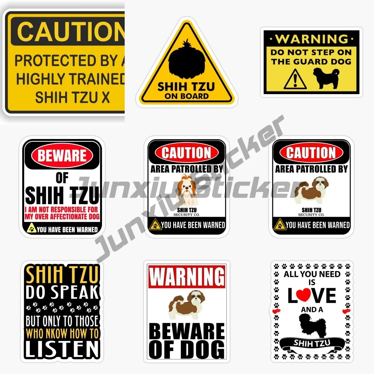 Caution Warning Sign Killer Shih Tzu on Guard Duty Car Sticker Cover Scratche Composite Sign Pet Dog Decal Car Styling