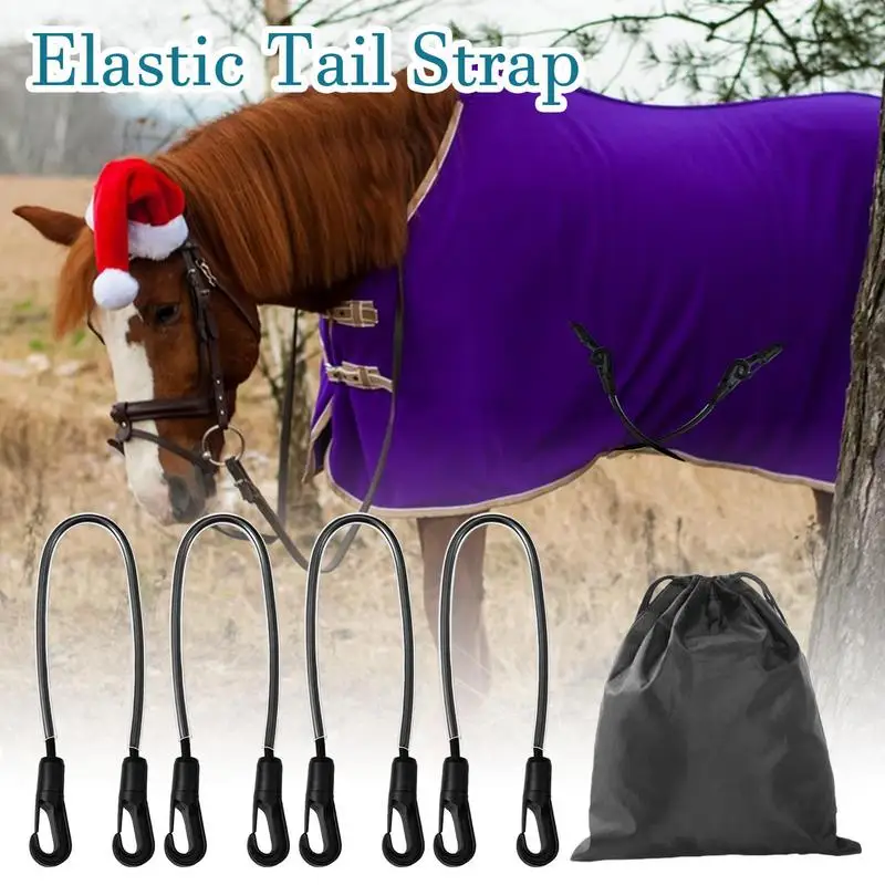 Horse Blanket Straps Adjustable Elastic Tail Strap With Double Ended Clips Comfortable Animal Sheet Fixing Belt For Outdoor Home