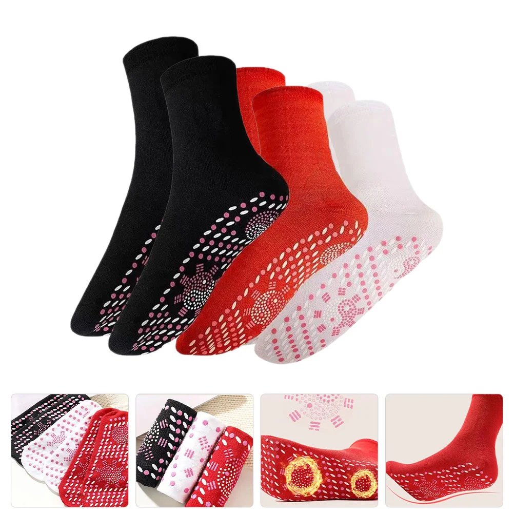 

3 Pairs Heating Socks Daily Use Heated Winter Stretchy Household Cotton Men Portable