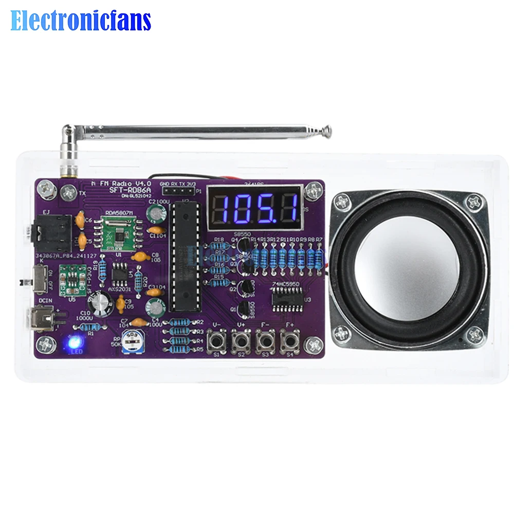 Digital Tube Display FM Radio Electronic DIY Kit Microcontroller Learning Assembly Bulk 87.5MHz~108MHZ