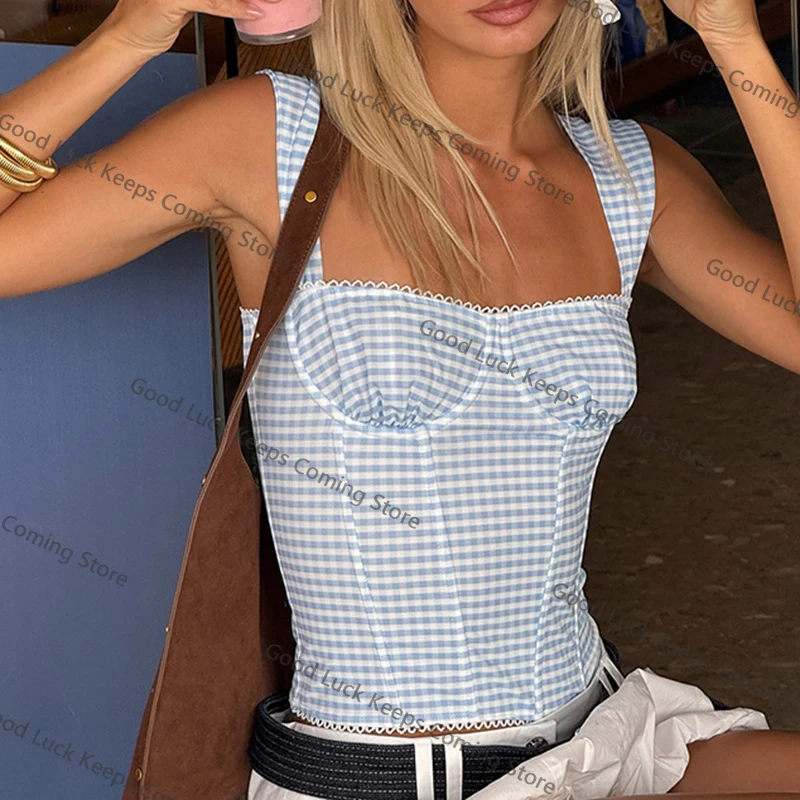 2025 منقوشة طباعة كامي النمط الفرنسي نحيل مشد Milkmaid المحاصيل القمم Hotsexy سترة أنيقة شيك موضة الشارع الشهير السيدات