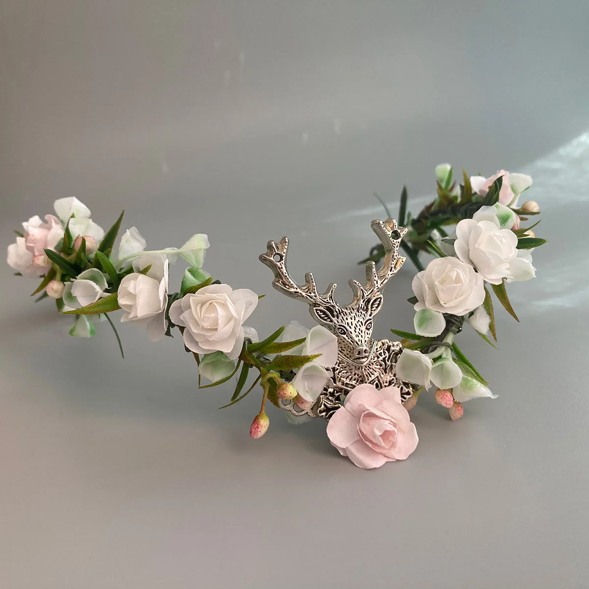 deer Elven flower headpiece Woodland elf tiara fairy crown  festival fairycore crown Diadem Wedding Headband