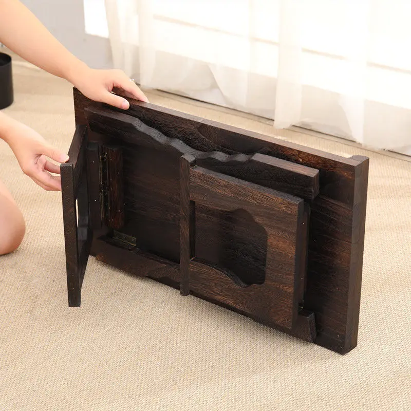 Folable Tea Table Chinese Low Wooden Living Room Side Table for Tea Coffee Antique Gongfu Tea Table Japanese Bay Window Table