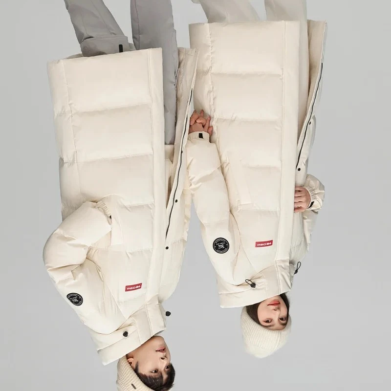 

Winter Over-the-Knee Hooded Mid-Length Couple's Matching Cotton Coat for Men and Women Thicken Warm Outerwear Windproof Jacket