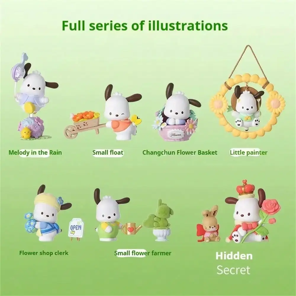 عشوائي 1 قطعة سانريو شخصيات كرتونية صندوق أعمى زهرة والشباب سلسلة Pochacco الكرتون لطيف سطح المكتب زخرفة ديكور لعبة هدية عيد ميلاد #6