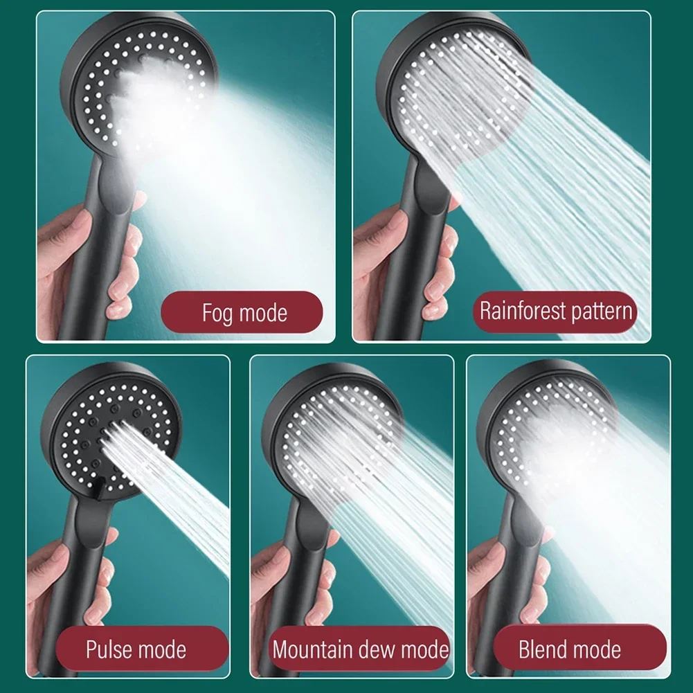 5 Mode High Pressure Shower Head Adjustable Water Saving Bathroom Shower Head Water Massage Shower Head Bathroom Accessories