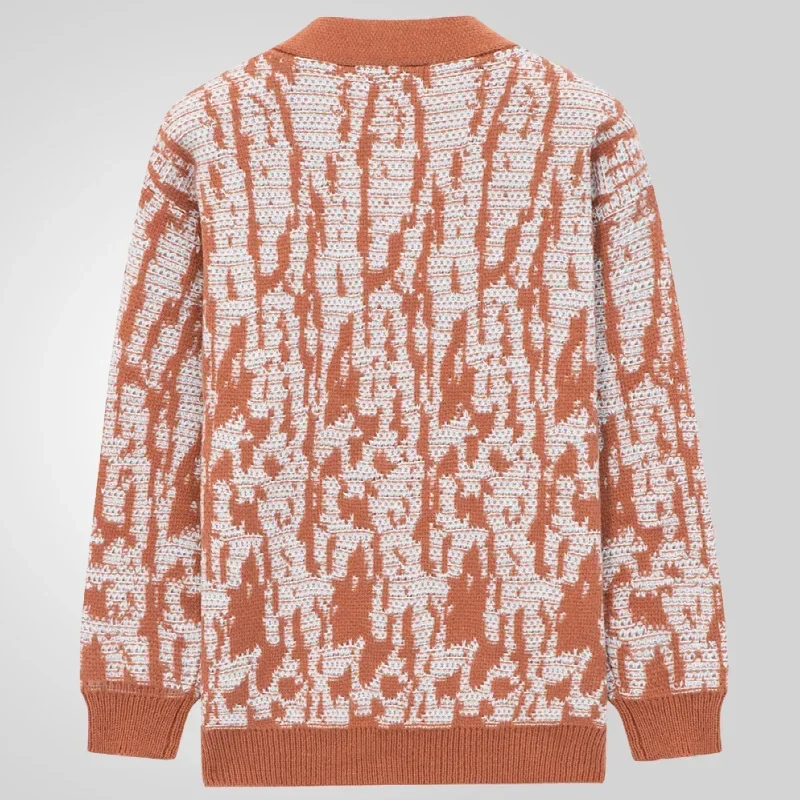 Men New Cardigan Sweaters Coat V Neck Full Sleeve Single Breasted Print Knit Thick Coats Casual Loose Open Stitch Autumn Winter