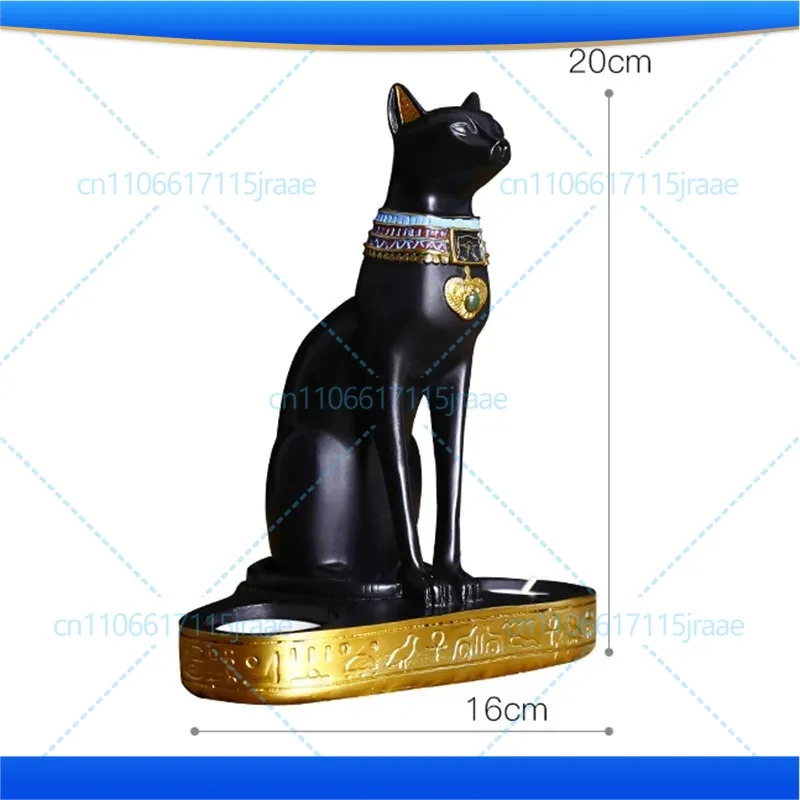 Middle Eastern Exotic Egyptian Cat God Figurine Bookend Candle Holder Home Gift for Living Room TV Cabinet Decor