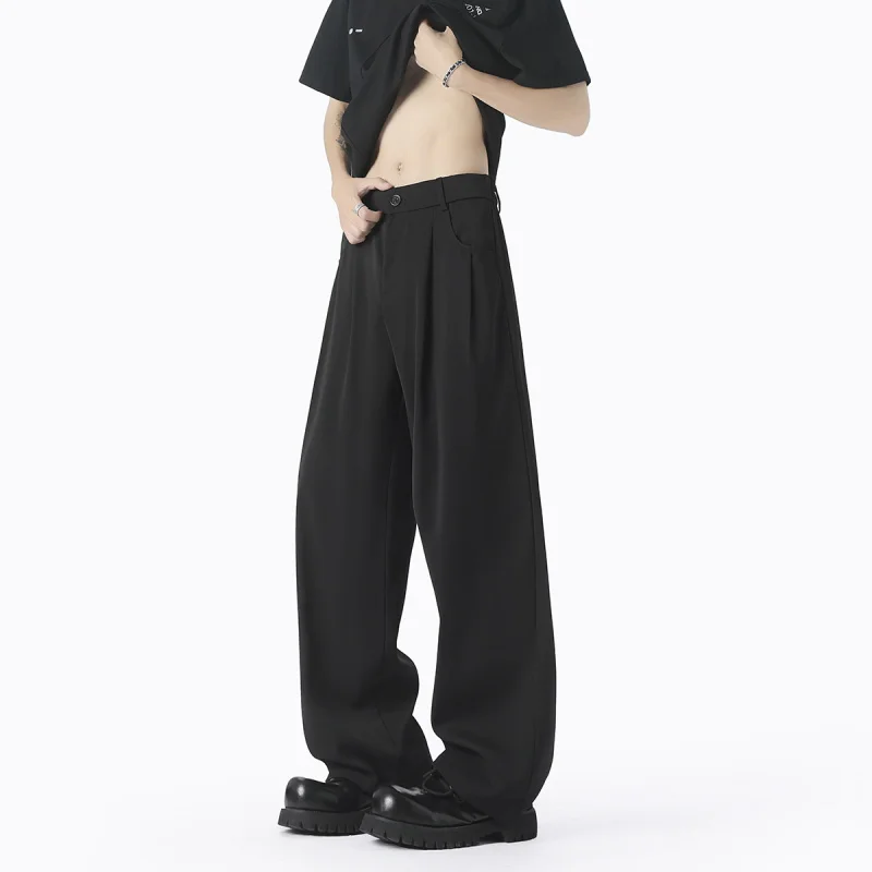 【Mirrordust】2025 Летний наряд в американском стиле Margiela, прямой повседневный драпированный полуэластичный эластичный эластичный костюм из ледяного шелка, сковорода