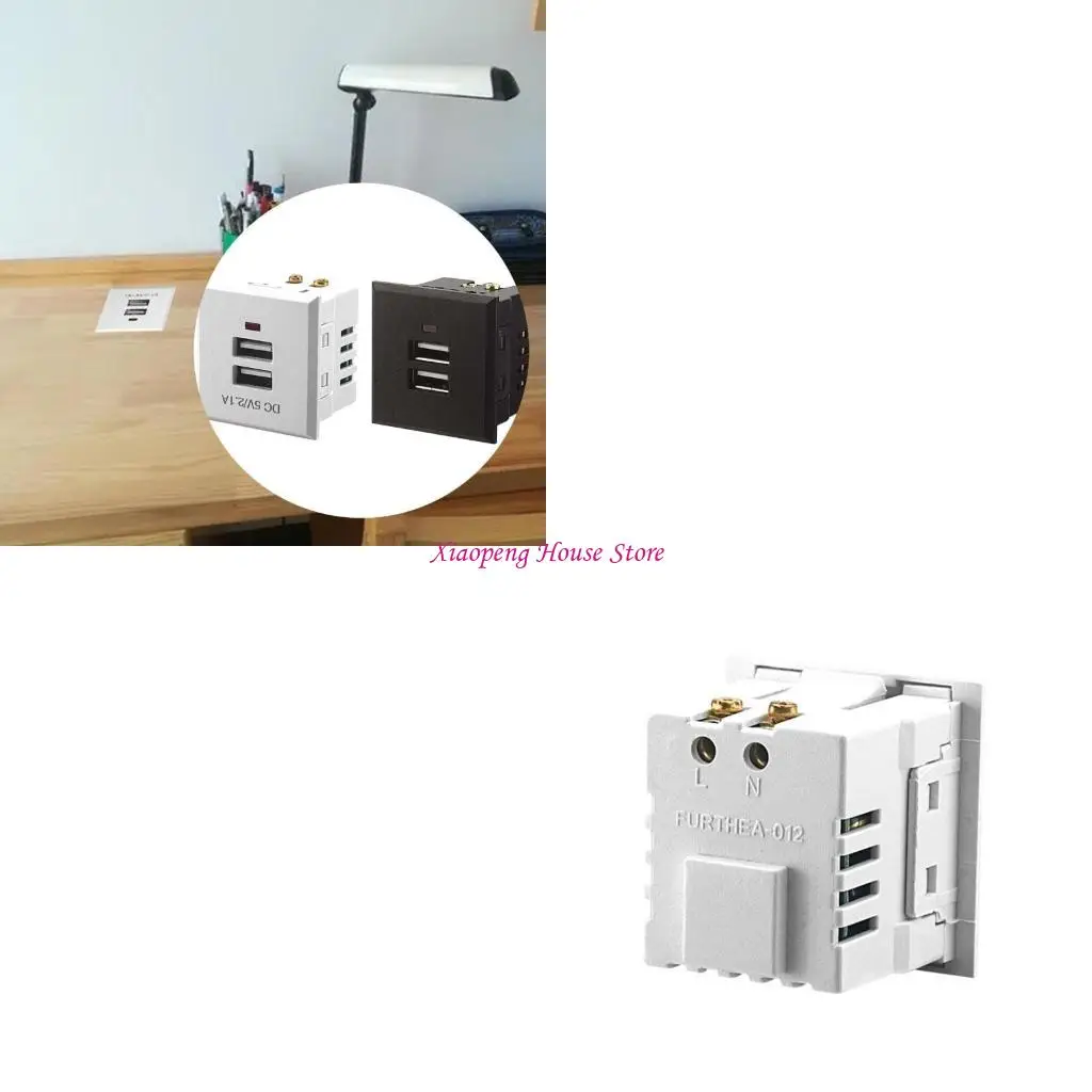 5V 2.1A Embedded Double USB Power Socket USB Card Desktop Socket Charging Power Socket Module Desktop Outlet 77JC