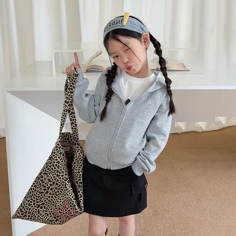 Children Korean Slim Fit Hooded Sweatshirt Jacket Slightly Cool Spring and Summer Simple Casual Top