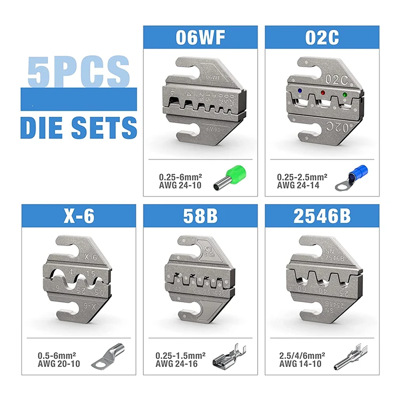 Imagem -06 - Kit de Ferramentas de Crimpagem para Xh2.54 Tab2.8 4.8 6.3 Terminais Tubulares e Isolados Alicate Crimper com Maxilas Kit para Escolher Sn58b