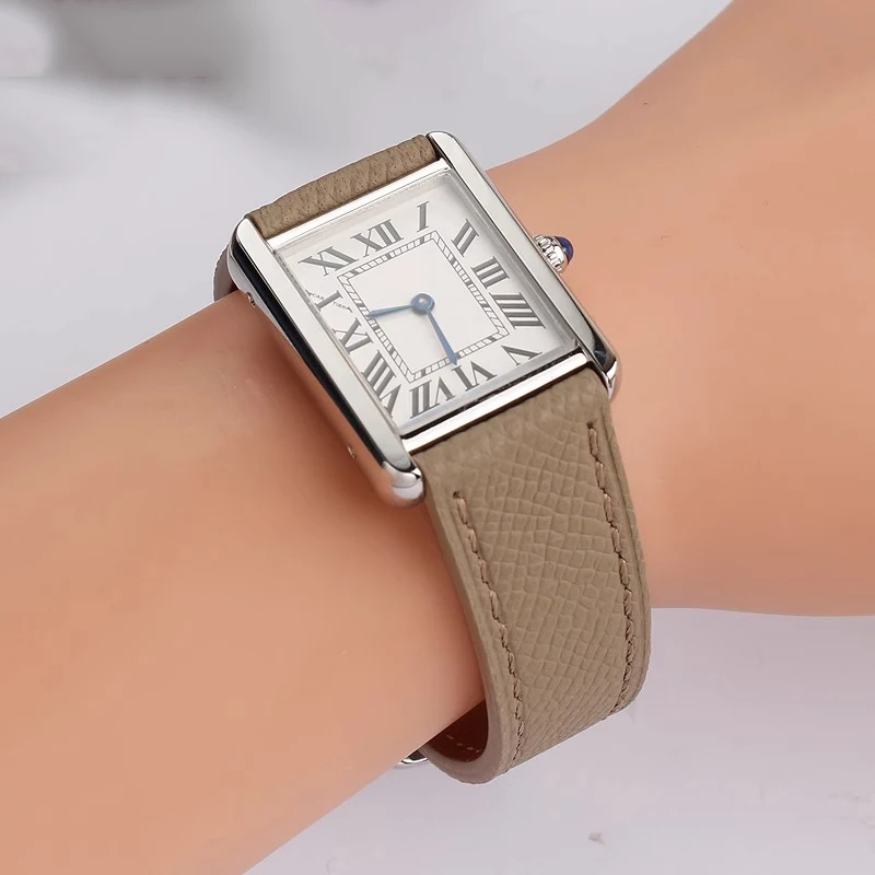 16mm 18mm 20mm Leather Watch Strap for Cartier Tank London Solo Key Must Women Men Cowhide Quick Release Band Watch Accessories