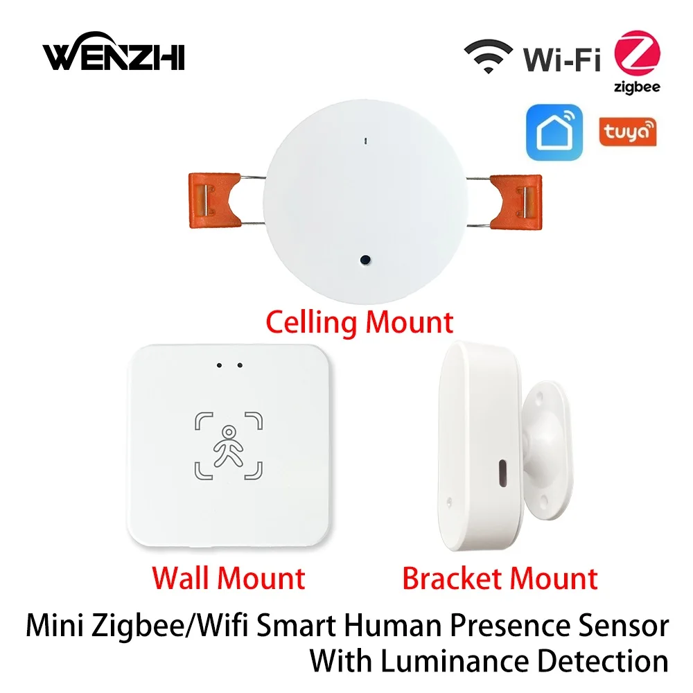 Mini ZigBee 3.0/Wifi Mmwave Human Presence Sensor Radar Motion Movement With Illuminance Detector 5/110/220v Tuya Smart Life DIY