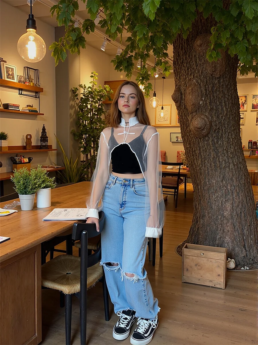 Camicia da donna a maniche lunghe da donna Camicette basic semplici da ufficio con pannello frontale pieghettato nero Design elegante da donna