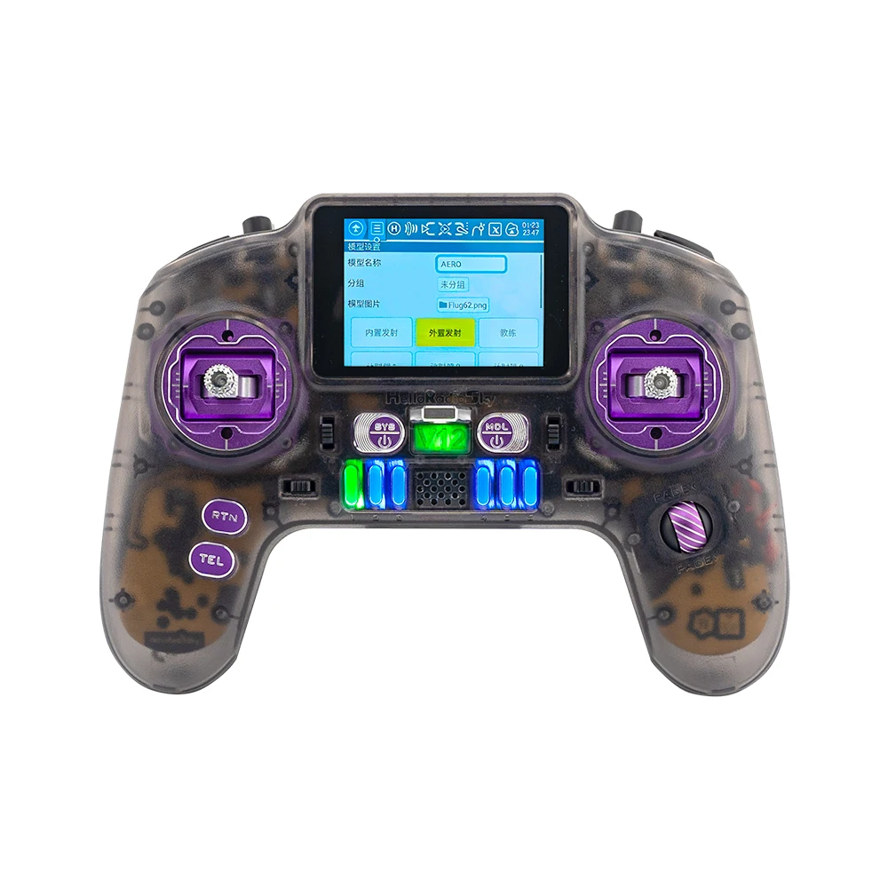 HelloRadio V12 CNC MAX RC Transmitter 2.4 inch Color Screen H7 Open Source Main Control Dual-Band 1W EdgeTX for RC FPV Drone view 4