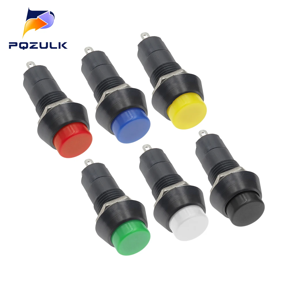 6PCS PBS-11A PBS-11B 12mm Self-locking Plastic Push Button Switch Latching Switchs 3A 250V AC 2Pin