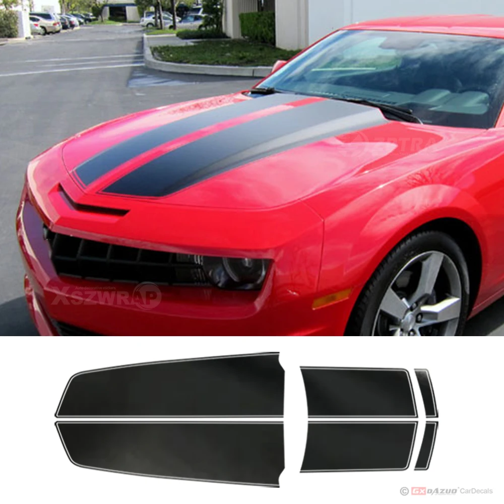 2010 2011 2012 2013 For Chevy Camaro RALLY SPORT Racing Stripes Hood Decals Trunk Optional Spoiler Rear Bumper Vinyl Sticker