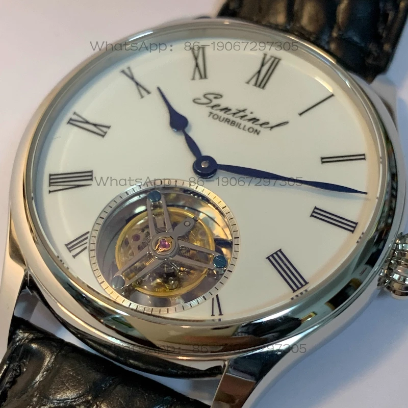 

Men's mechanical watch, American alligator strap watch, waterproof ST8240 tourbillon cardless movement watch!