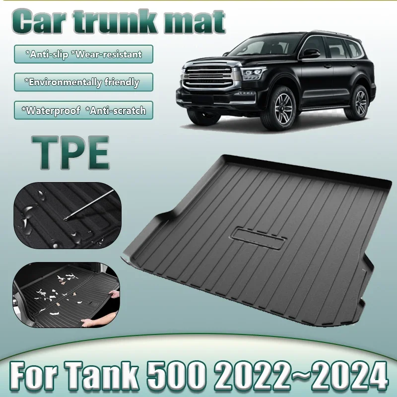 

Car Rear Trunk Mat For GWM Tank 500 Accessories 2022 2023 2024 5 seat TPE Material Waterproof Anti-dirty Rubber Protection Pad