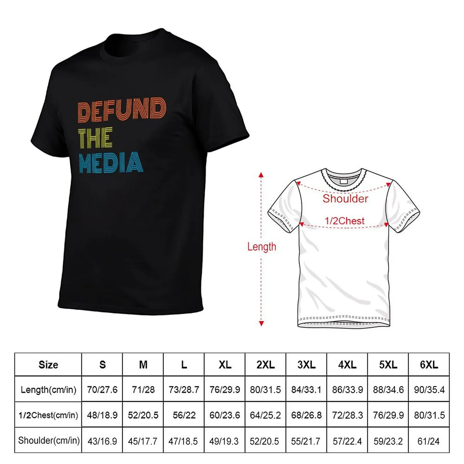 Defund The Media T-Shirt Basic Simple Casual Short Sleeve Tee
