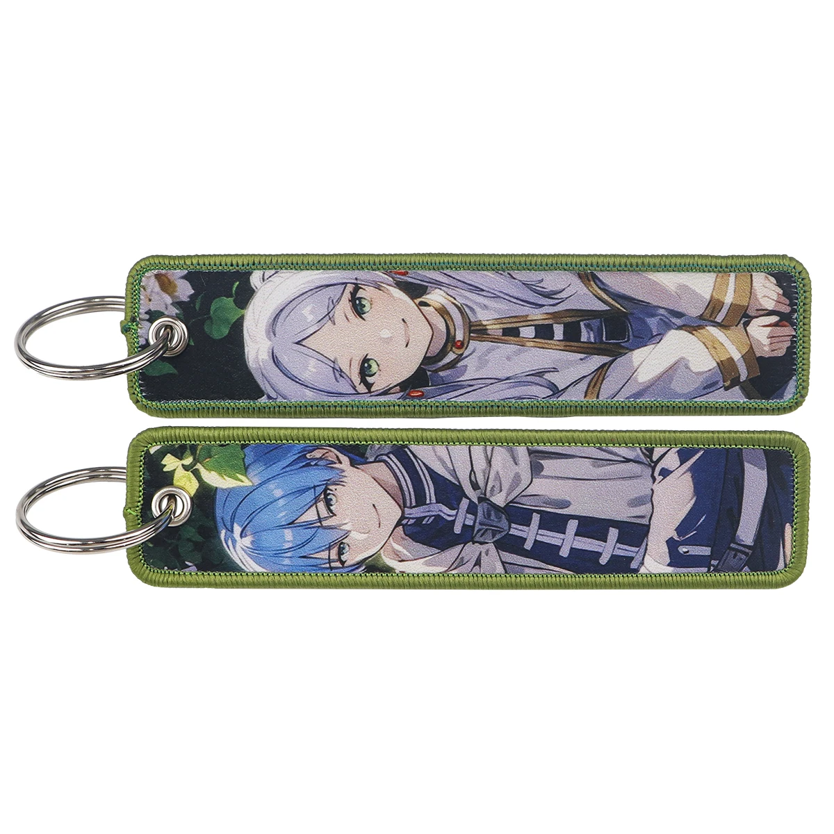 1PCS Japanese Anime Elves and Brave Men Embroidery Key Fobs Holder Key Tag Key Ring Key Chain for Men Women Accessories