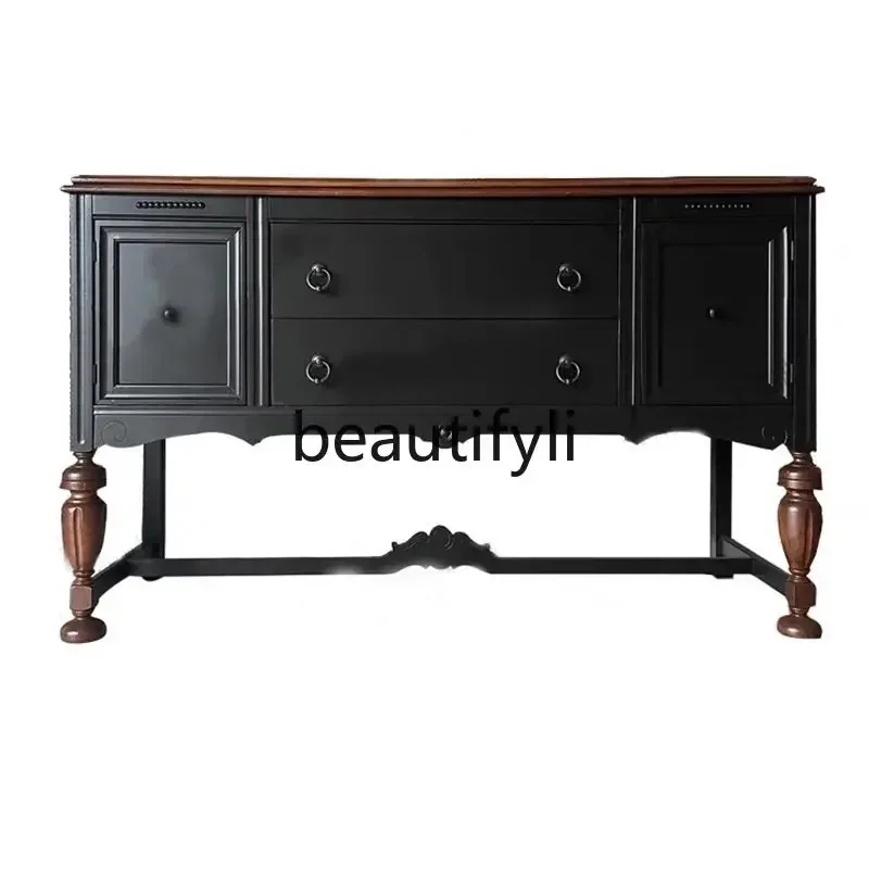 A45 French retro solid wood carving flower porch cabinet decorative table foyer cabinet/dining side cabinet