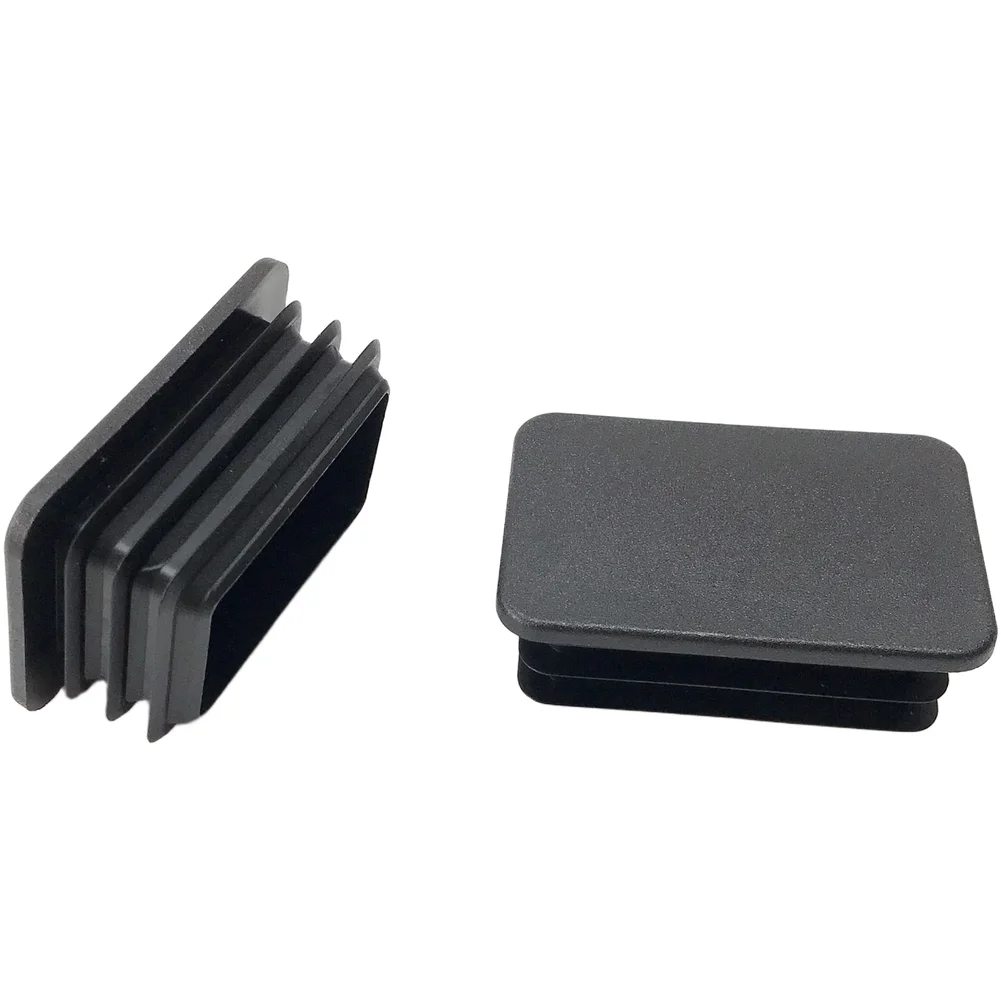 Black Plastic Tube End Covers 4PCS Fit 60x40mm Rectangular Profiles For Shelving Racks Fitness and Workshop Setup