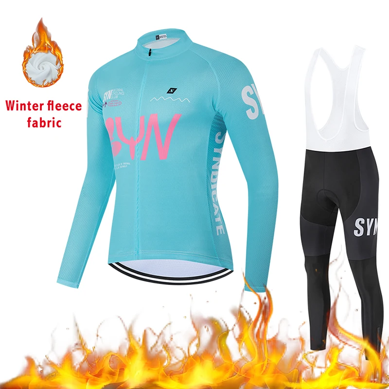 

SYN new winter warm wool bicycle jersey men's cycling jacket sports shirt outdoor cycling bib mountain bike cycling suit set