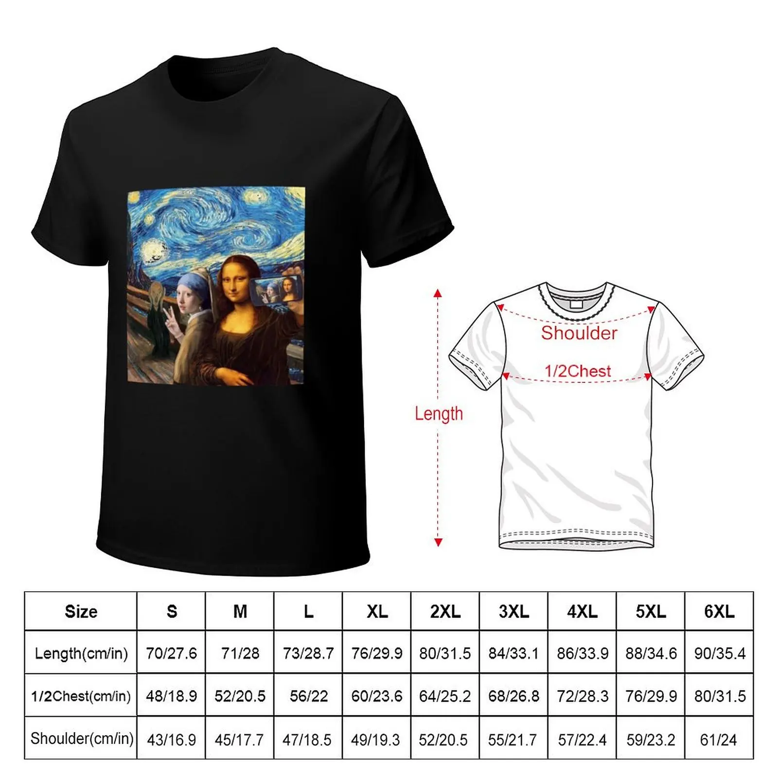 Girl With A Pearl Earring Selfie With Mona Lisa Edition T-Shirt Athletic Fit Sports Short Sleeve Top