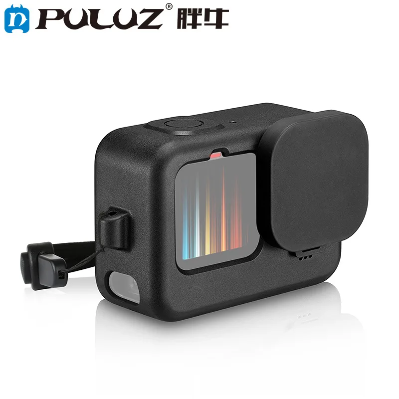 

PULUZ for GoPro HERO10 Black / HERO9 Black Silicone Protective Case + POM Side Interface Cover with Wrist Strap & Lens Cover