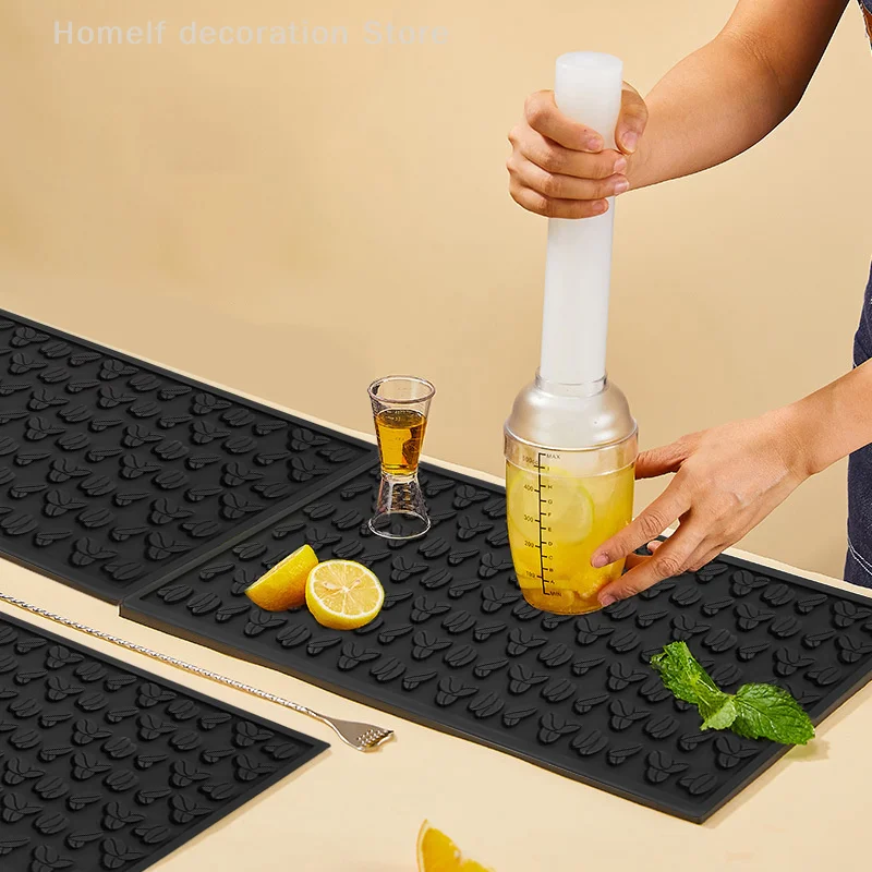 2 Pcs Bar Mat For Countertop 12 X 6 Inch Bar Mats Silicone Mat Non Slip Rubber Bar Service Spill Mat For Kitchen Coffee Bar Bars