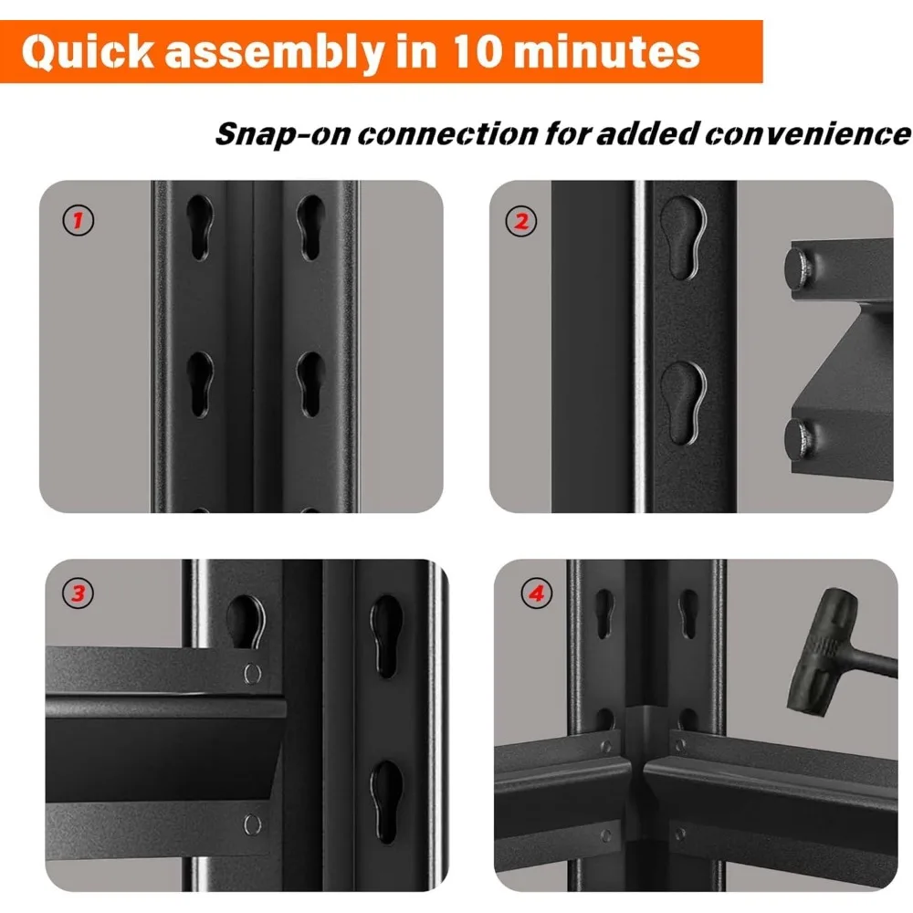 Scaffale per garage in acciaio regolabile a 6 livelli per carichi pesanti per soluzioni di stoccaggio ad alta capacità di carico in garage, magazzini e case