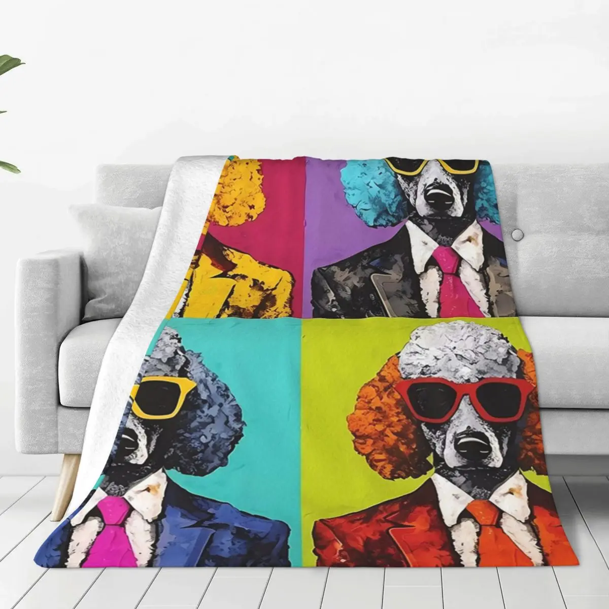 Poodle Dogs In Pop Art Costume Blankets Flannel Portable Sofa Throw Blankets For Couch Bedding Office Throws Bedspread Quilt