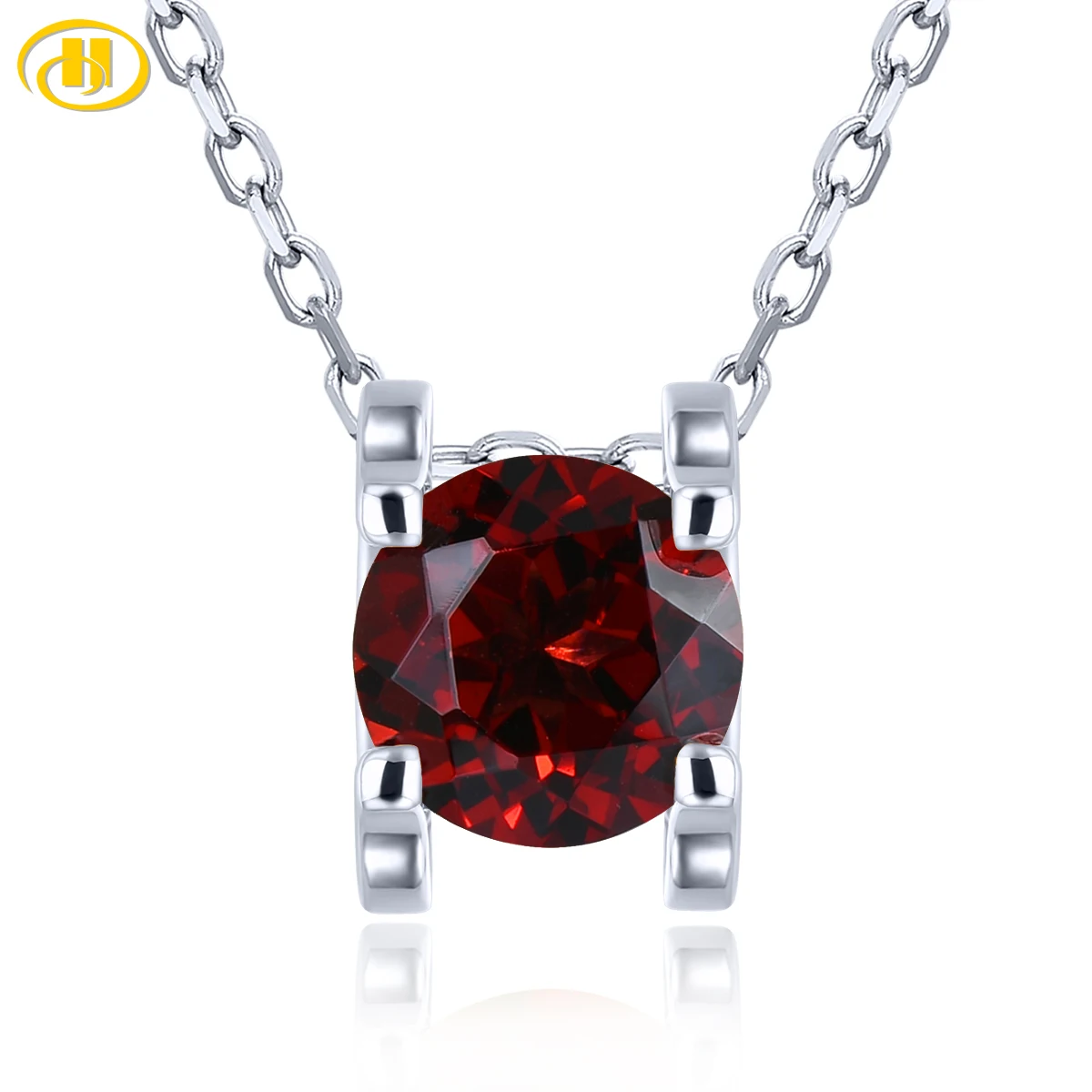 

Natural Red Garnet Solid Silver S925 Women Pendant 1.6 Carats Genuine Birthstone Classic Special Fine Jewelry Style Gifts