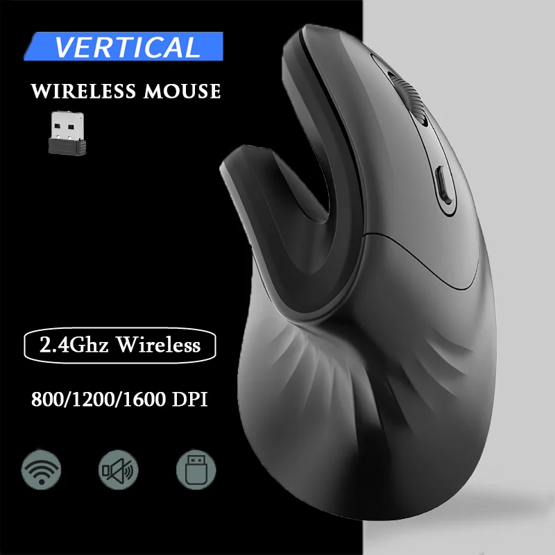 Vertical Wireless Mouse Rechargeable Gaming Ergonomic Mouse USB Optical Silent Wired Mice For Laptop PC Computer Office Home