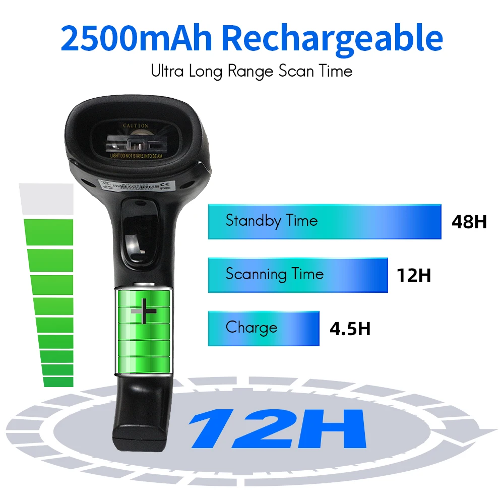 NEW Barcode Scanner 1D/2D Data Matrix Bar Code Scanner Wired/Wireless/Bluetooth Supermarket Industry Handheld Bar Code Reader