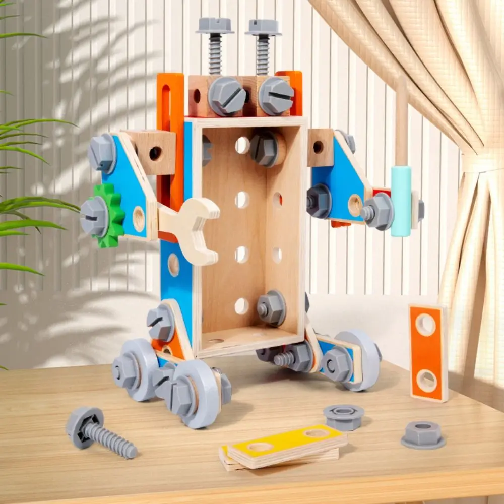

Wood Puzzle Nut Assembly Toy Montessori Toolbox Detachable Screwdriver Assembly Car Early Education Puzzle