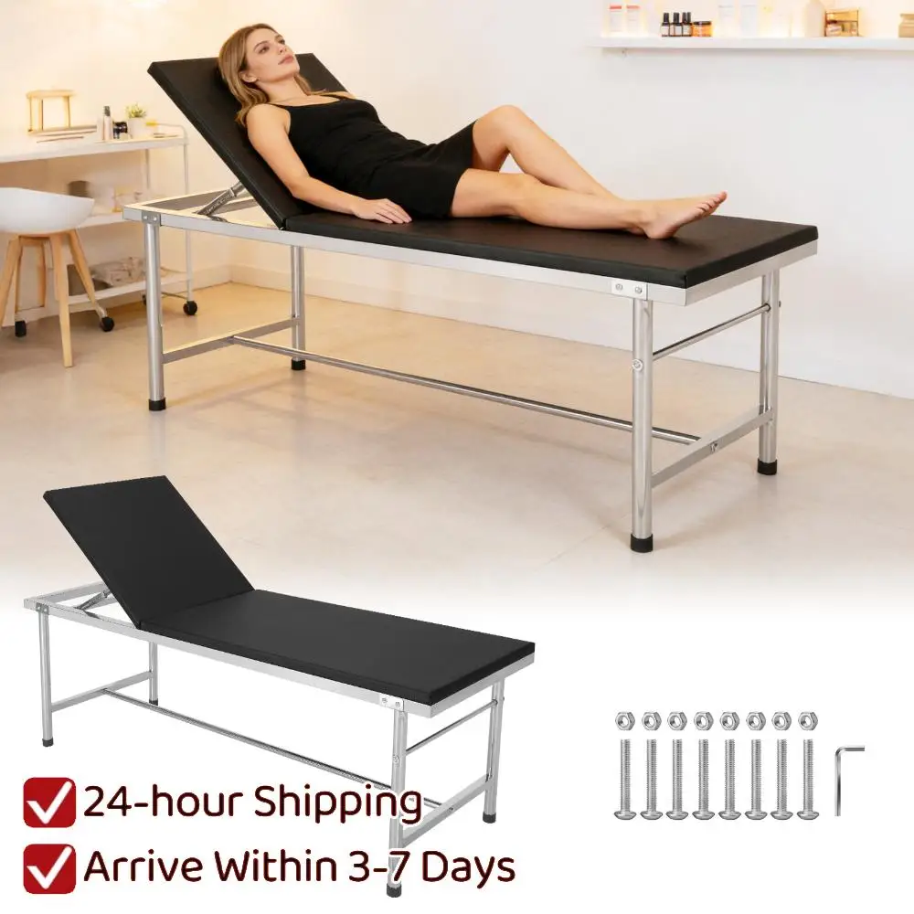 

Exam Table with Paper Towel Holder Hospital Bed Adjustable Backrest Medical Massage Table for Beauty Salon SPA Tattoo Studio