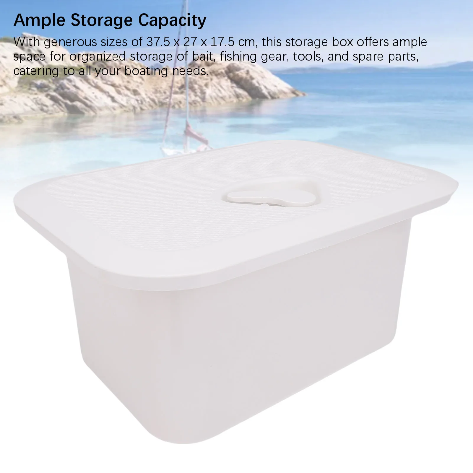 

Морской ящик для хранения из АБС-пластика 37,5x27x17,5 см, встраиваемый в лодку, для приманок, рыболовных снастей и инструментов, белый