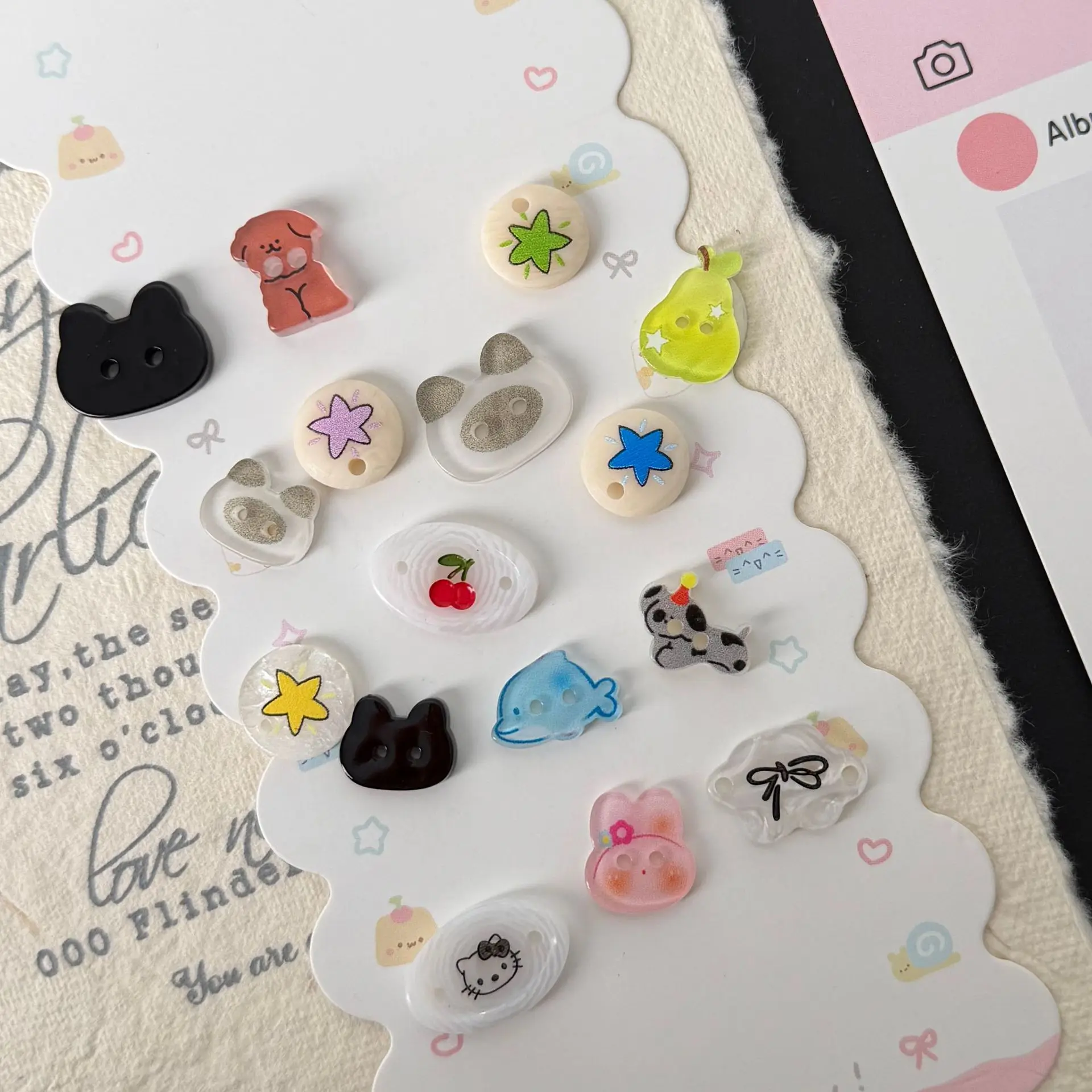 10pcs Cute Animal Fruit Resin Buttons Rabbit Pear Star Dog Button for Children Clothing Shirt Blouse Cardigan Sewing Accessories