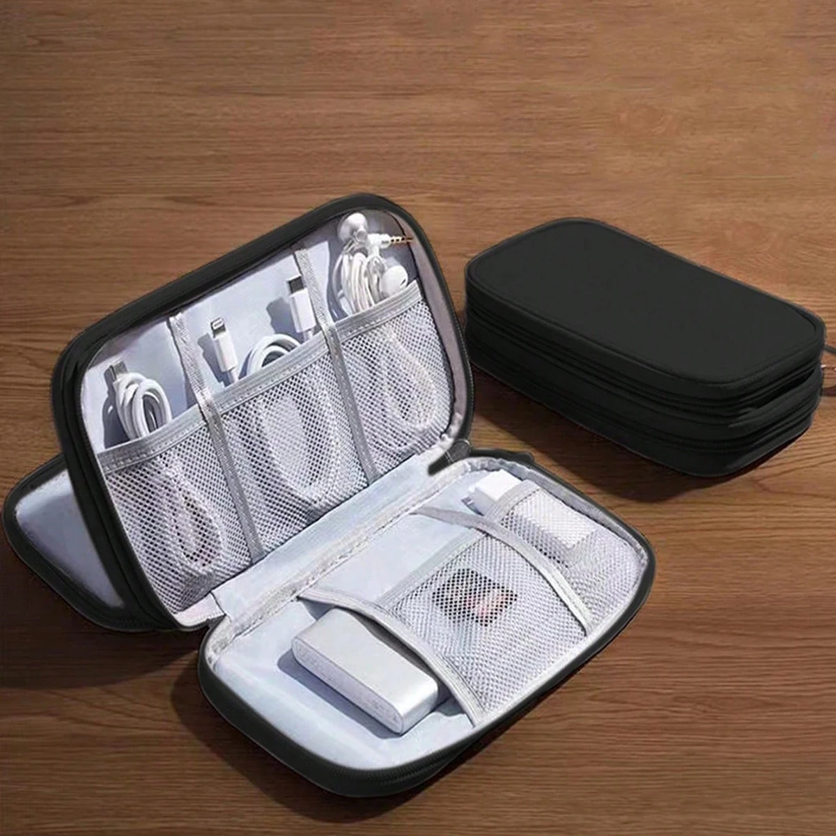 1PC Travel in Style with our Waterproof Electronic Storage Bag - Perfect for U Disks, Hard Disks, Headphones, and More!