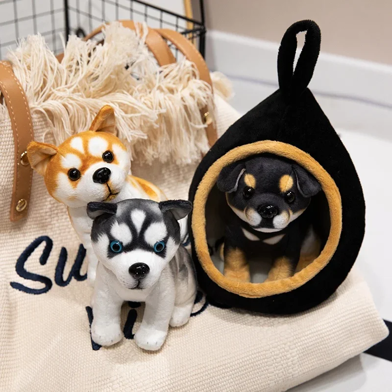 

18cm Dog House Plush Toy Cute Husky/Akita Dog/Rottweiler Puppy Stuffed Animal Doll Decor Birthday Gift