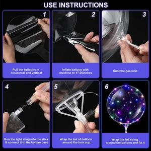 Tasfiye LED ışık Up Bobo balon, balon, baloncuk, ışık, İp, ve çubuklar, Dekorasyon partisi, Düğün, Yılbaşı gecesi, 10 Adet 12-En çok satan, balolar-floresan - №10