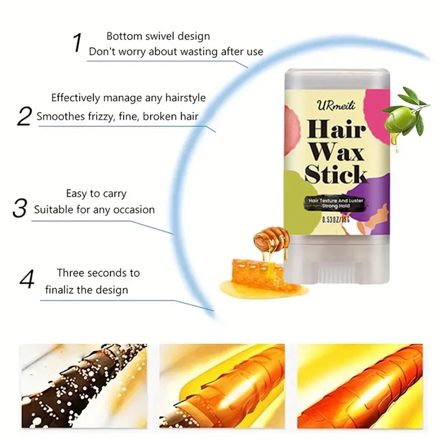 Hair Wax Stick，Strong Hold Hair Wax Stick Non-Greasy Slick Pomade Styling Hair Tidy Neat Looking Hair Care Accessory image 5