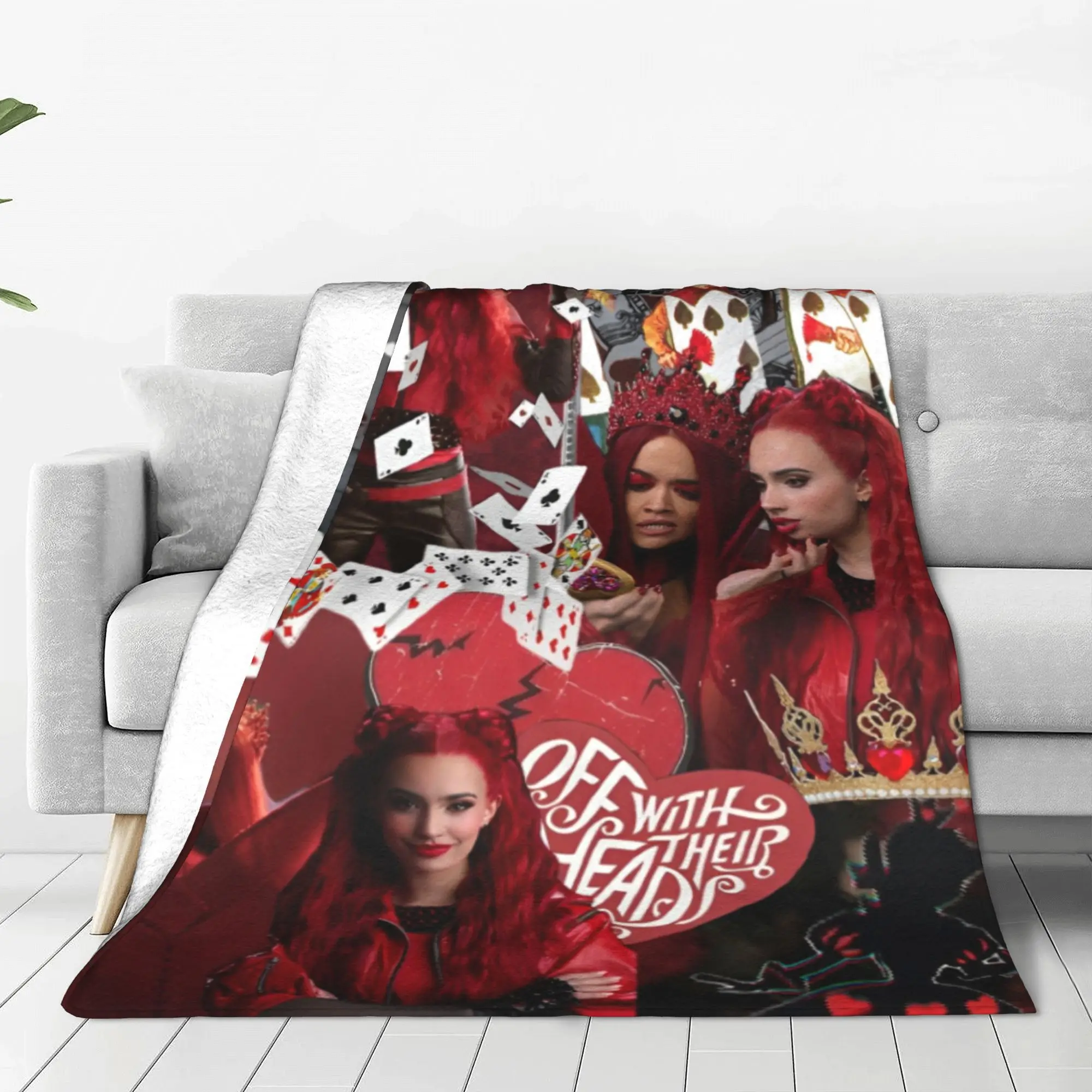 Descendants The Rise of Red Blankets Off with Their Heads Fuzzy Funny Breathable Throw Blankets for Home Decoration Travel