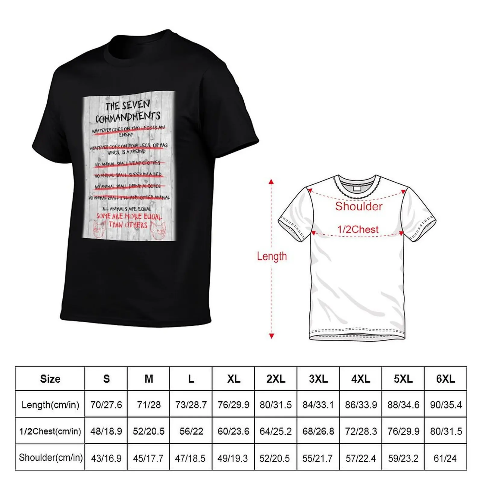 The Seven Commandments - Animal Farm T-Shirt croswit shirt man funny gifts Men's t-shirt