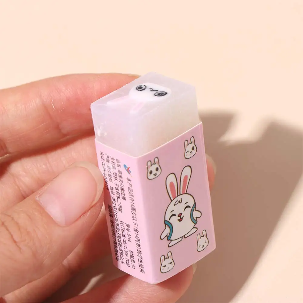 10pcs Rubber Cute Animal Eraser Bunny Translucent Cartoon Pencil Eraser Drawing Sketching Art Pencil Wipe Eraser Children